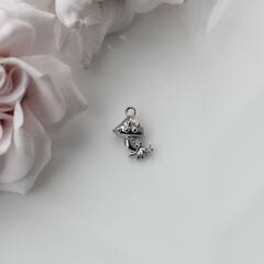 Подвеска Грибочек с фианитами 13*10 мм, родий, П564