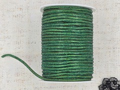 Шнур декоративный со стразами, d 4 мм, зелёный