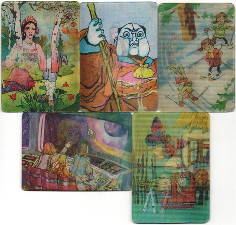 № 86 Набор из 5 переливных (стерео) Календариков . Мультфильмы СССР 1984 год.