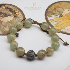 Браслет "След времени". Нефрит Д 12мм.
