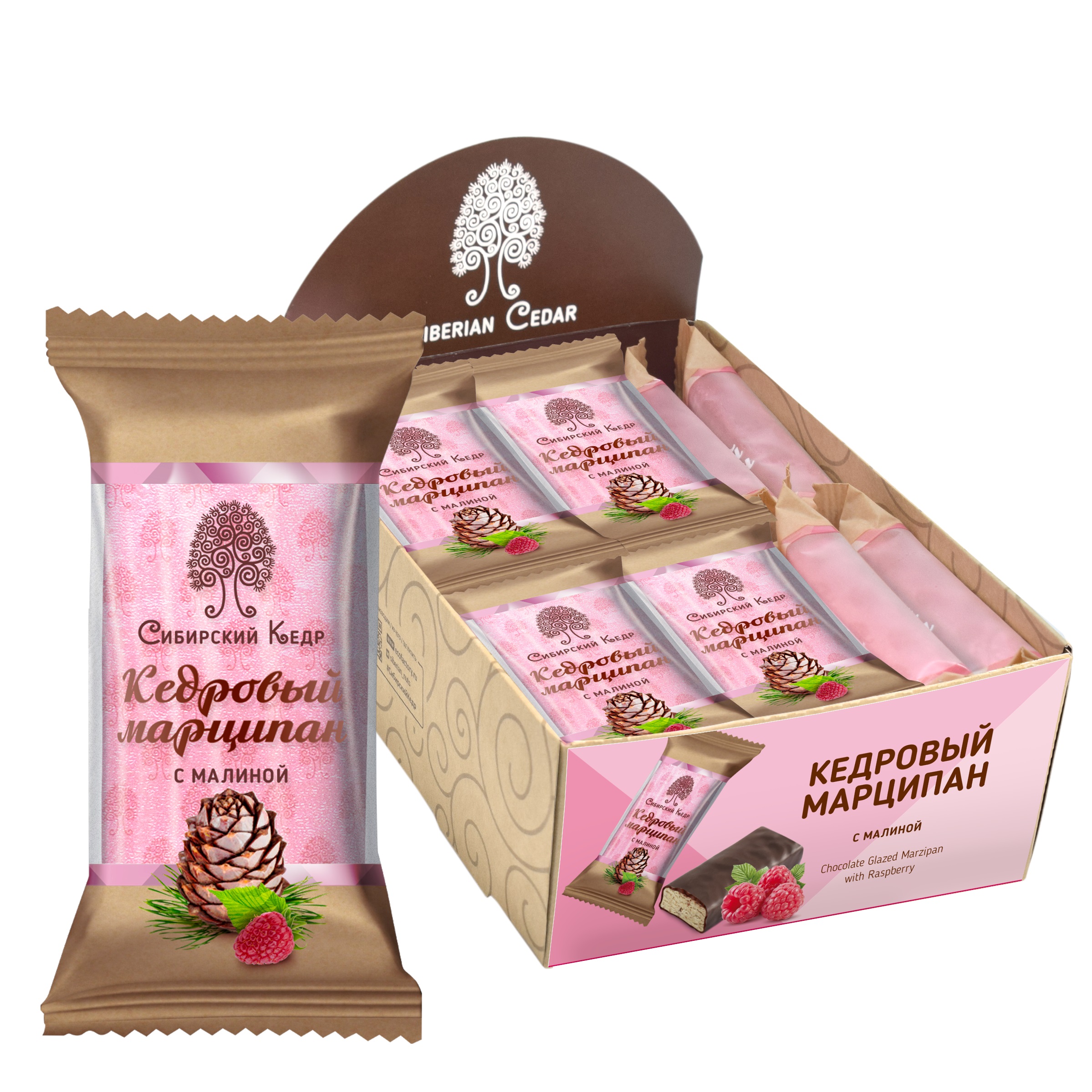 Конфеты Марципан кедровый с клюквой батончик Сибирский Кедр 40 г