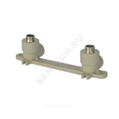 Планка PP-R монтажная серая Дн 25х1/2" НР под смеситель с водорозетками VALFEX 10124220Г