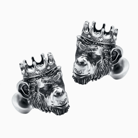 Запонки мужские KING MONKEY, оксидирование, рубин — корунд.