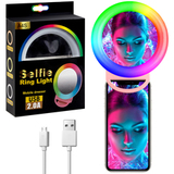 Светодиодное селфи-кольцо с USB 2.0 для телефона RGB Selfie Ring Light A4S (Розовый)