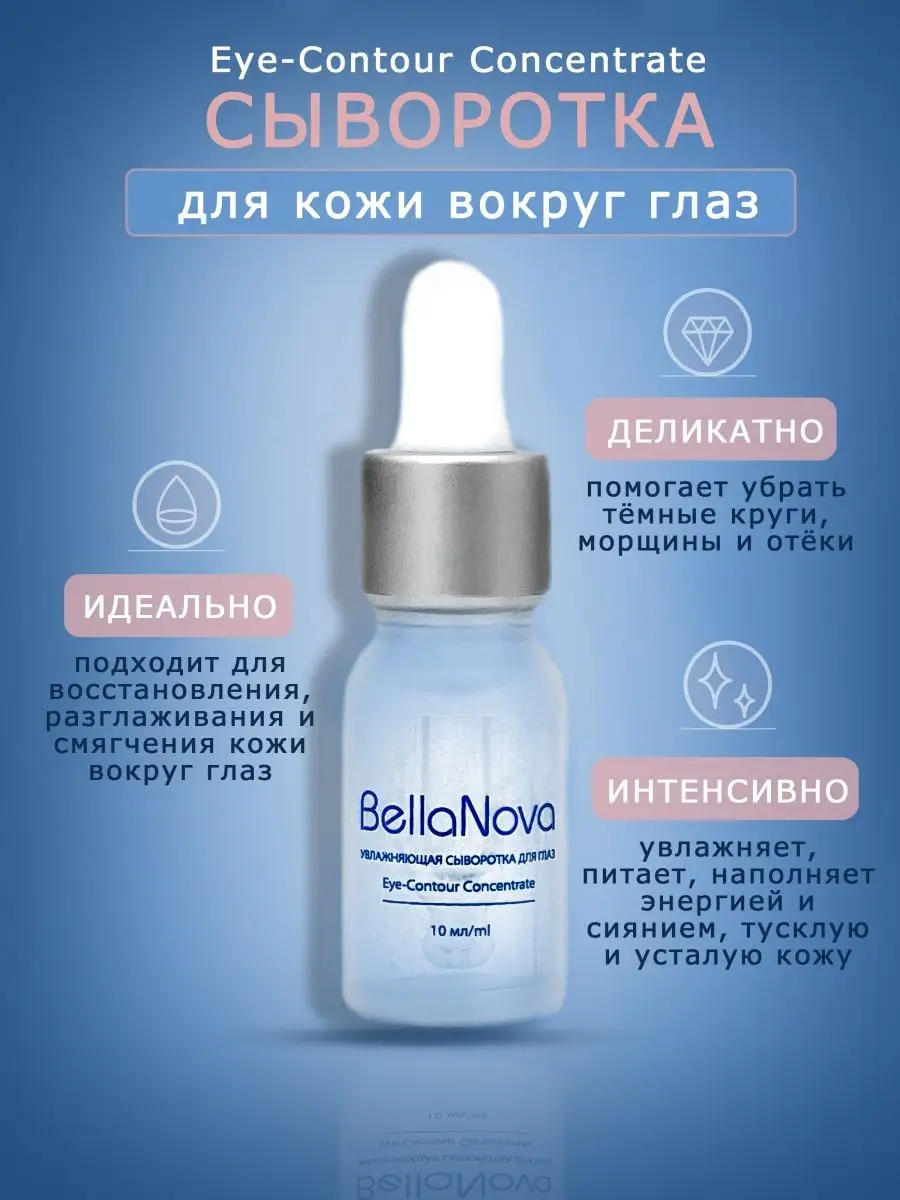 Уходовая сыворотка для кожи вокруг глаз, лица, против морщин Bella Nova