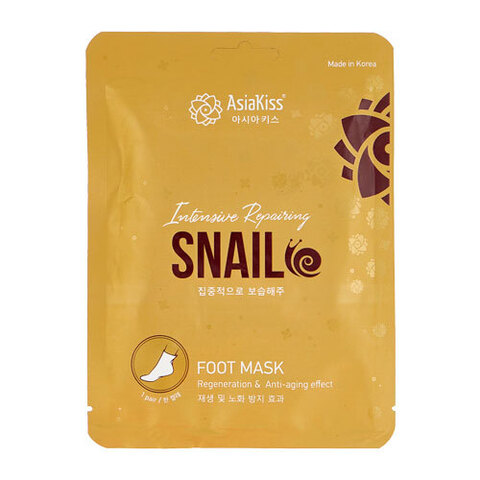 AsiaKiss Snail Foot Mask - Маска-носки для ног интенсивно-восстанавливающая улитка