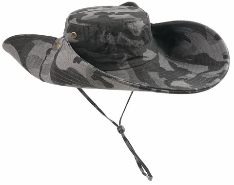 Картинка шляпа Skully Wear extra wide Brim grey camo - 12