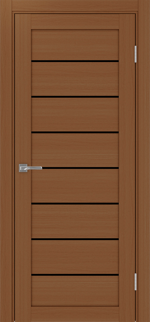 Дверь межкомнатная Оптима Порте Турин 508.12, цвет орех, экошпон, стекло лакобель черное