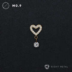 Pendant Heart Round Crystal PVD Yellow