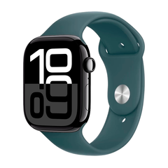 Умные часы Apple Watch Series 10 GPS, 46mm, Jet Black Aluminium Case with Sport Band M/L, Lake Green (Черный)
