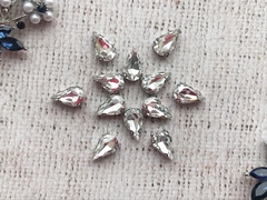 Стразы пришивные стекло в оправе, р. 1,3*0,9 см, прозрачный