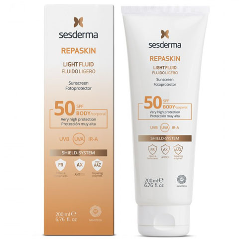 Sesderma REPASKIN: Флюид нежный солнцезащитный  для тела СЗФ 50 (LIGHT FLUID Body Sunscreen SPF50)