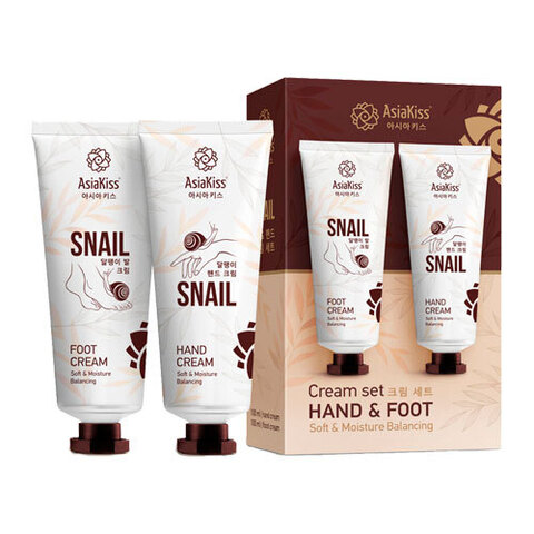 Набор: AsiaKiss Cream Set Snail - Набор кремов для рук и для ног с муцином улитки