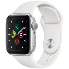 Смарт-часы Apple Watch Series 5 44mm Silver Case with White Sport Band (MWVD2RU/A)