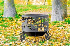 Костровая чаша Fire-House Волки Премиум (с сеткой и зольником), 80 см