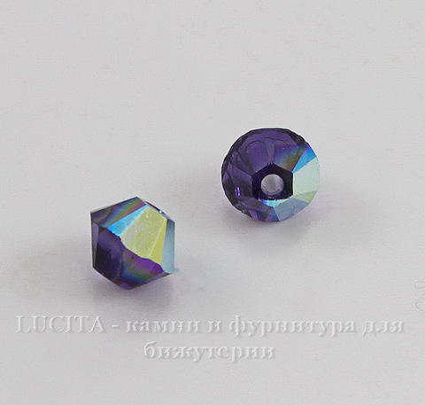 5328 Бусина - биконус Сваровски Purple Velvet AB 4 мм, 10 штук