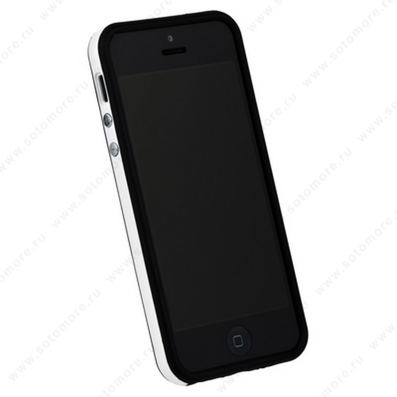 Бампер для iPhone SE/ 5s/ 5C/ 5 черный с белой полосой