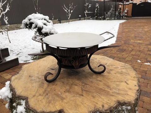 Кованый садж с тарелкой из нержавеющей стали 35 см