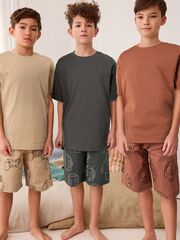 Пижама для мальчика Next Q69-865, 3 шт., Темно-серый, Песочный, Кирпичный