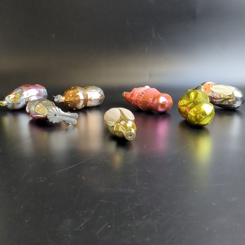 Ёлочные игрушки набор из 7 разных штук, сова на прищепке, лиса, гриб и др, стекло, подвесные, винтаж времён СССР 1960-1980 гг. Советские ёлочные игрушки и украшения. Состояние и комплектация на фото.