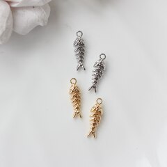 Подвеска Скелет рыбки 18*6 мм, родий, П159