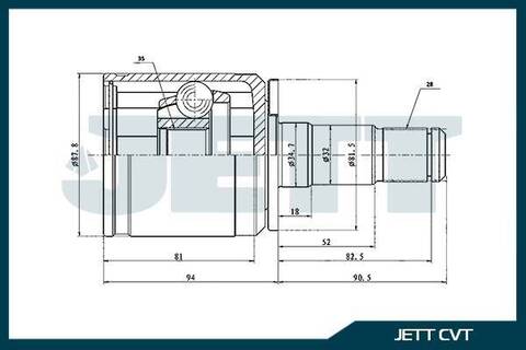 ШРУС внутренний JETT V40-9086