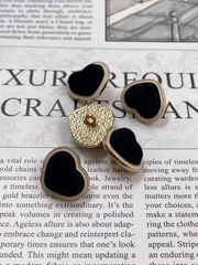 Пуговицы Сердечки бархатные черные