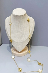 Колье сотуар длинное Trendy 10 мотивов клевер лимонная позолота