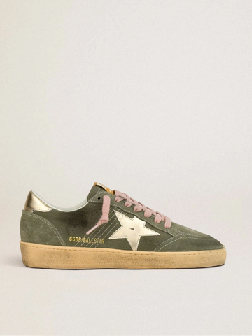 Ball Star green suede with gold leather star and heel tab