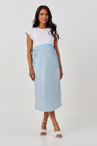 Платье для беременных и кормящих 16445 широкая полоса - белый