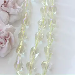 Бусины стеклянные, бледно-жёлтый с покрытием, фриформ 22*13 мм, 1 бусина, МК044