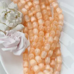 Селенит бусины, бочонок, персиковый, 12*9 мм, 1 нить, К015
