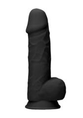 Черный фаллоимитатор Realistic Cock With Scrotum - 21,5 см. - 