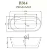 BelBagno BB14-NERO/BIA Отдельностоящая, овальная акриловая ванна, с возможностью установки смесителя на борт ванны, внешняя поверхность черная 1780x840x580