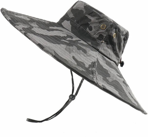 Картинка шляпа Skully Wear extra wide Brim grey camo - 11