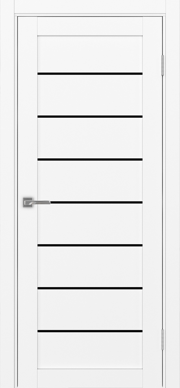 Дверь межкомнатная Оптима Порте Турин 508.12, цвет белый снежный, экошпон, стекло лакобель черное