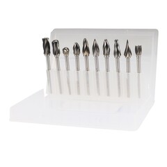 Набор бор-фрез твердосплавных 10шт HM S=3мм D=6мм ALU H-Tools 116003-6AHT