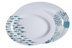 MELAMINE OVAL SERVING DISH, COASTAL