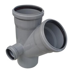 Крестовина ПП (полипропилен) для канализации двухплоскостная Дн 110-110 45гр.отвод влево 50, с уплотнительными кольцами, Ростурпласт