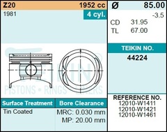 Поршень двигателя TEIKIN 44224 STD (4шт/упак)