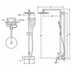 ДУШЕВАЯ КОЛОННА СО СМЕСИТЕЛЕМ ДЛЯ душа BRAVAT PALACE F9172217CP-A-RUS