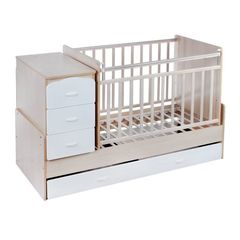 Кровать детская СКВ-9 Птички, опуск.бок.,маятник,4 ящика, (бежевый-белый)