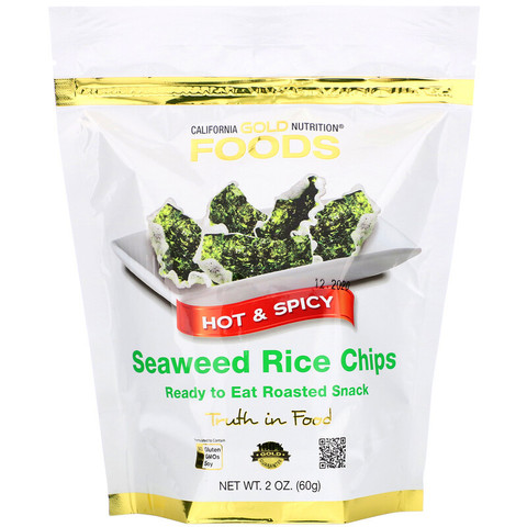 California Gold Nutrition, Seaweed Rice Chips, чипсы со вкусом острых специй, 60 г (2 унции)