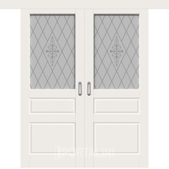 Купить Двустворчатая дверь купе эмаль VFD Chester Ivory слоновая кость остеклённая