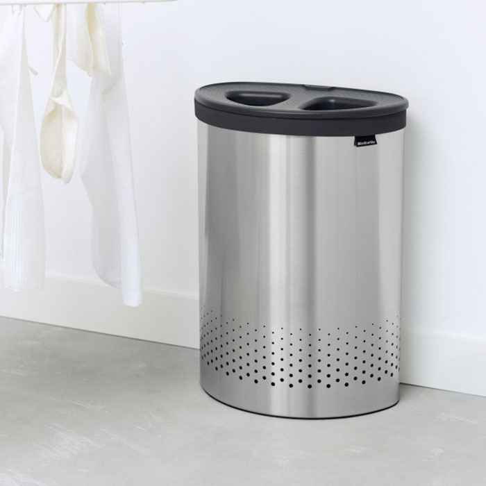 Двухсекционный бак для белья (55 л), Стальной матовый, арт. 105029 - фото 7