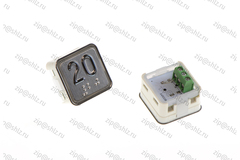 Кнопка (кнопочный модуль) KA302-D-R "20 этаж", квадратная, динамическая красная подсветка, Брайль