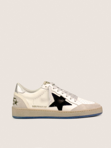 Ball Star in white leather with black star and heel tab