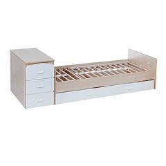 Кровать детская СКВ-9 Птички, опуск.бок.,маятник,4 ящика, (бежевый-белый)