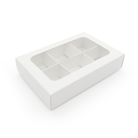 Коробка для 6-ти конфет, белый, 95х145х30см, 1шт