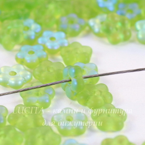 Бусина Buttercup flower Цветочек, 5 мм, перидот, матовая с AB-покрытием